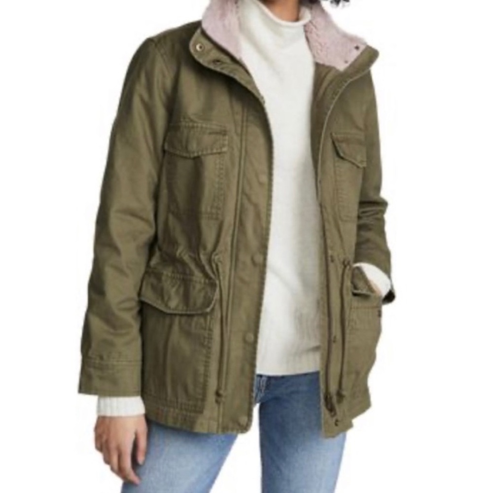 Madewell Utility Sherpa Trimmed Surplus Jacket Olive Military Style Jacket